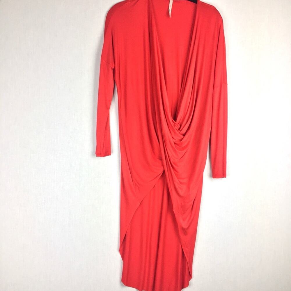 Cemi Ceri Red High Low Drape Front Top Size Medium